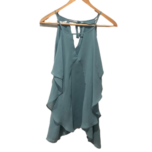 Maurices Tops - Maurice’s Large Women’s Blue Spaghetti Strap Tank Top Halter Blouse with Ruffles